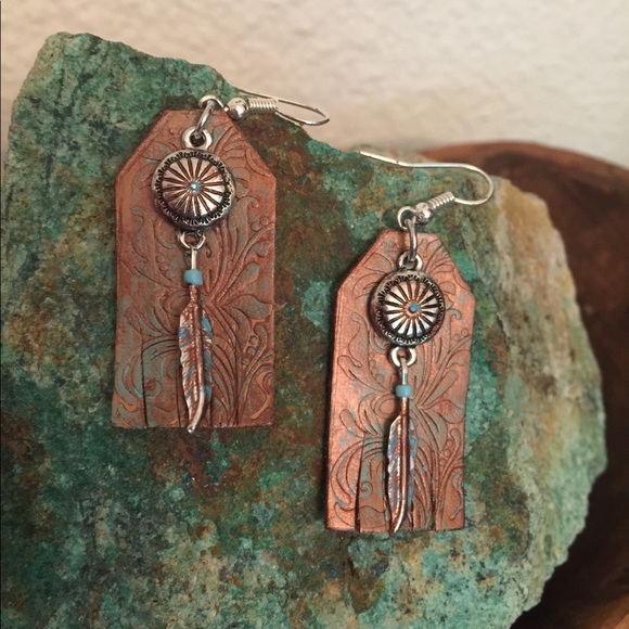 CowgirlZ at HEART Jewelry - LAST 1🎉HOST PICK🎊ROSY COPPER LEATHER EARRINGS